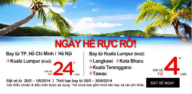 Air Asia Siêu Khuyến Mãi giá vé chỉ từ 380.000đồng